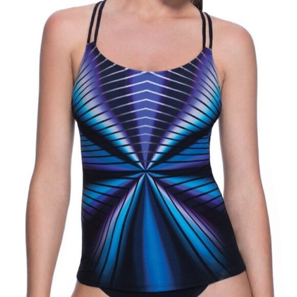 NWT Profile Sport by Gottex Strappy Back Tankini Swim Top Size 6 - Picture 1 of 4